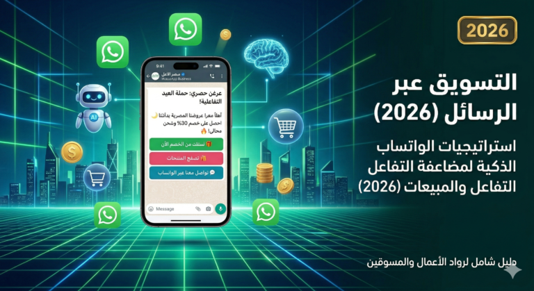 التسويق عبر الرسائل: استراتيجيات الواتساب الذكية لمضاعفة التفاعل والمبيعات (2026)