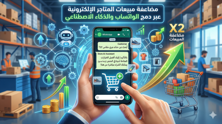 الدليل الشامل لرواد الأعمال: كيفية مضاعفة مبيعات المتاجر الإلكترونية عبر دمج الواتساب والذكاء الاصطناعي